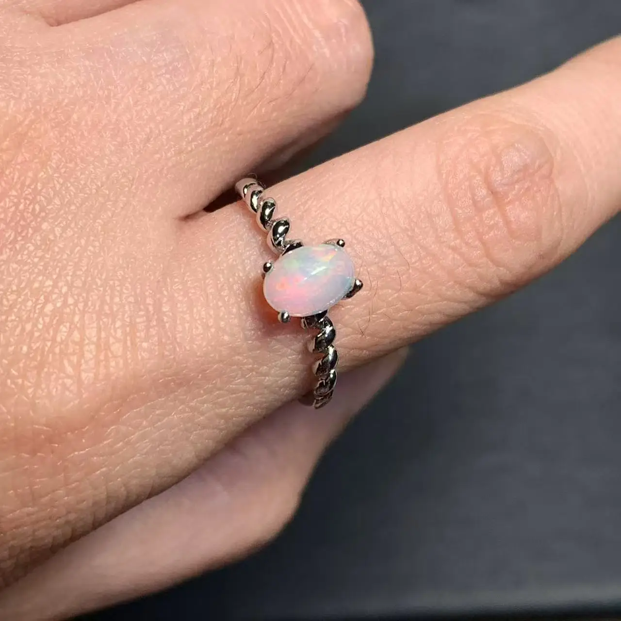 Authentic SMALL Natural Opal Ring Adjustable Female Ring Jewelry for Women Gift Wholesale High Quality Vintage Fine