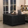 Farmhouse Coffee Table with Hidden Storage Organizer, Black Square Large Center TableHinged Lift Top for Home, Office 3