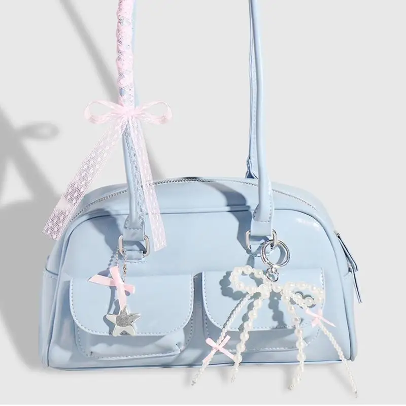 A52E 3er-Set Schlüsselanhänger mit Schleife, Herz und Stern-Anhänger für Damen, elegantes Autoschlüssel-Zubehör – Detail 8