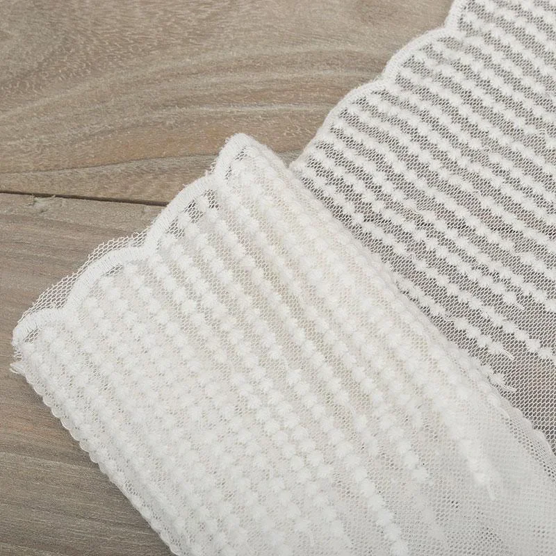 

Beige Off white Soft Gauze Embroidered French Net Lace Trim DIY Crafts Width 17cm 5Yds/lot