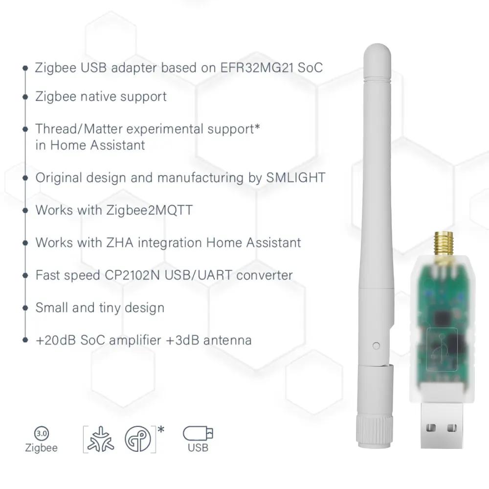 Zigbee Adapter SMLIGHT SLZB-07 USB Adapter Zigbee 3.0 Smallest Thread/Matter Works With Zigbee2MQTT Home Assistant ZHA