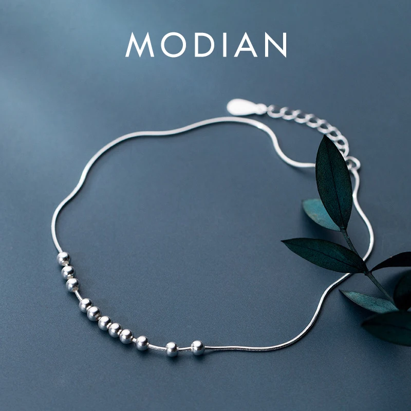 Modian Real 925 Sterling Silver Simple Little Balls Bracelet For Women Fashion Link Chain Bracelet Anklet Fine Jewelry Bijoux