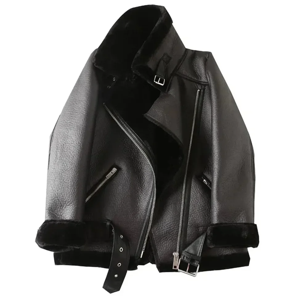 Thick Lamb Velvet Loose Ladies Cotton Jacket With Detachable Hood And Fleece Jacket