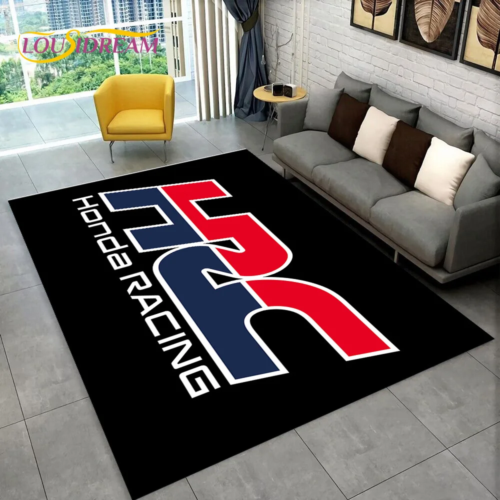 HRC 레이싱 혼다 로고 오토바이 3D 카펫 러그, 가정 거실 침실 소파 도어매트 장식, 어린이 영역 러그, 미끄럼 방지 바닥 매트  Best5
