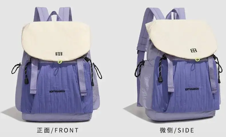 Große Kapazität, modischer, vielseitiger Rucksack, lässige Umhängetaschen im College-Stil, neuester süßer Rucksack mit Farbblock-Kordelzug – Detail 10