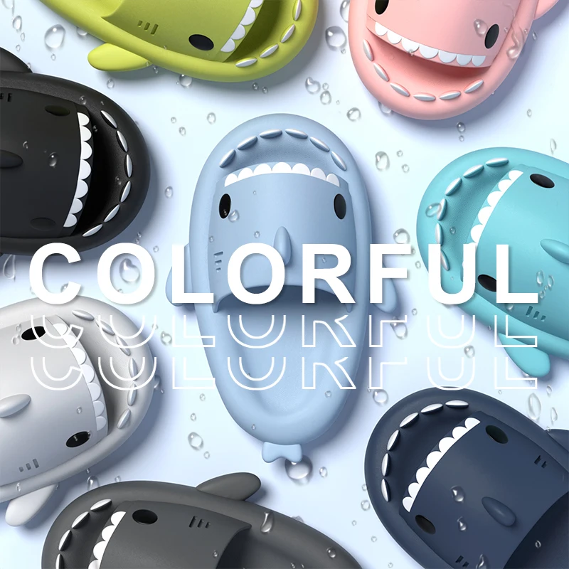 Slippers Sandals Shoes Feslishoet Shark Slippers Soft Beach Cloud Platform Women Indoor Bathroom Slides Summer Mules Outside EVA Men