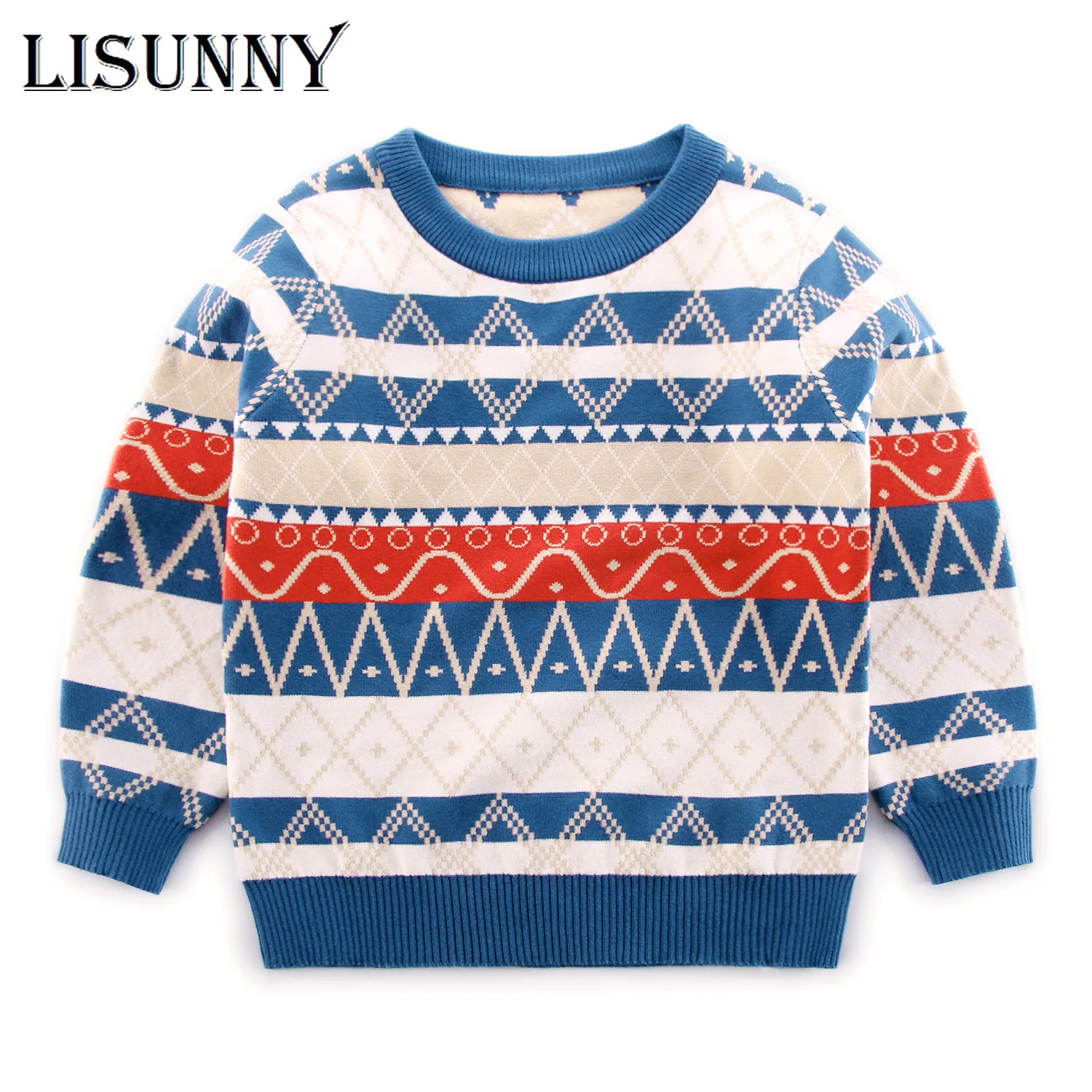 

Детский трикотажный свитер в клетку, в полоску