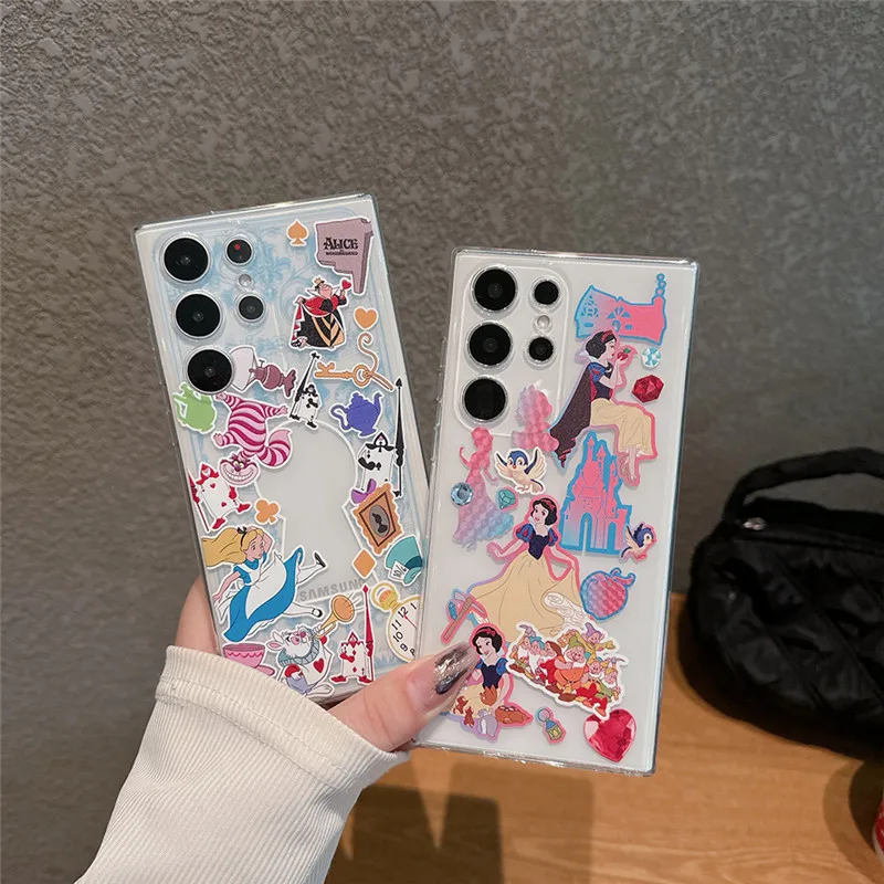 Cute 3D Cartoon Alice White Snow Princess Case Per Samsung S22 S23 S24 Ultra S20 S21 Plus Ultra A54 Note20 Fe Disney Phone Cover