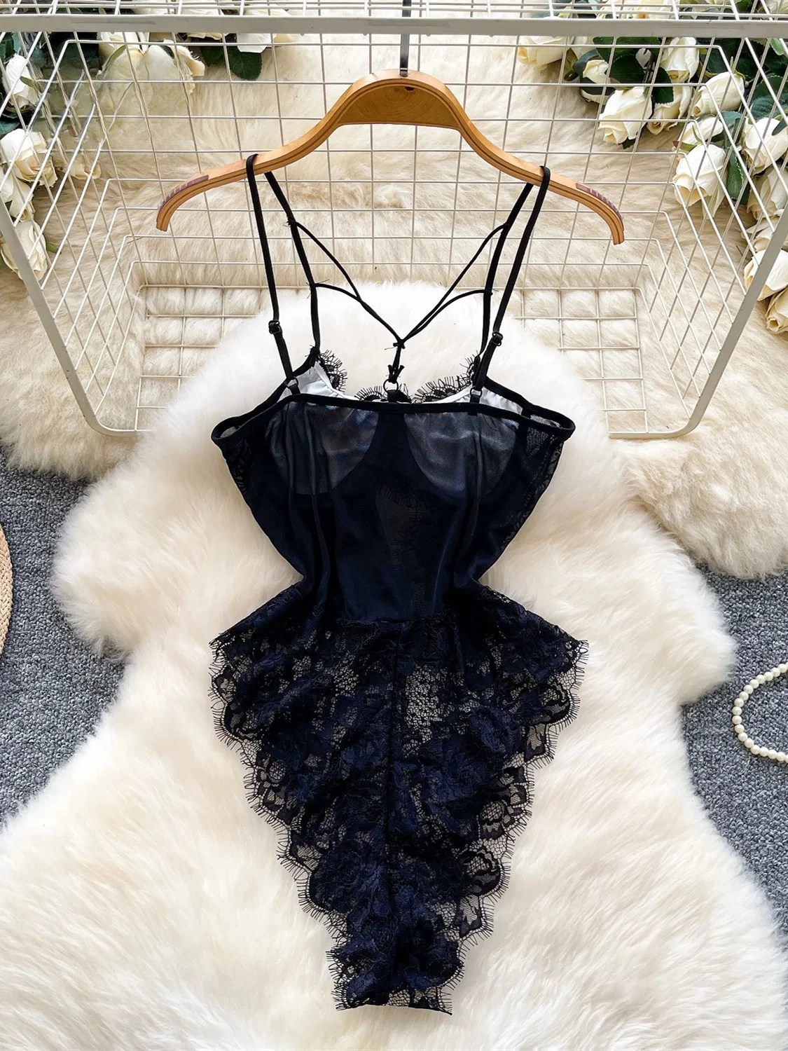 transparent lace detail on the lower section