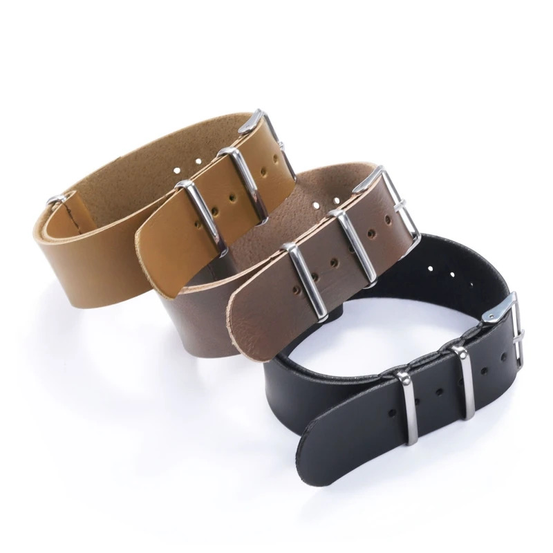 Dark Brown Vintage Leather Watch Band Strap Replacement Belt