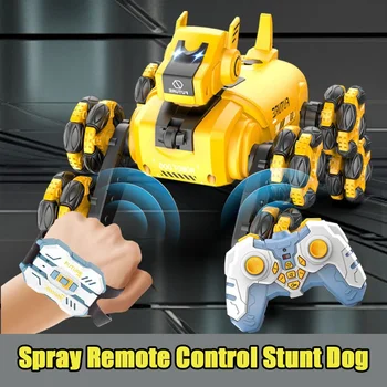 Cane acrobatico telecomandato con robot Rc Spray con cani meccanici radiocomandati intelligenti leggeri Regalo di Natale per bambini a doppio controllo