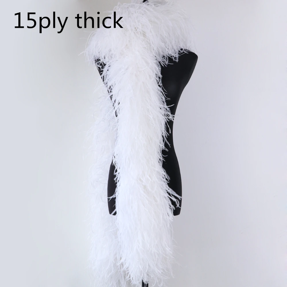 10pcs Wholeasale Boa Natural Ostrich Feather Boas Scarf 6Ply thick Cocktail  Top Party Dress Decoration Shawl 2 Meters Customized