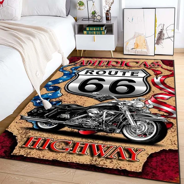 Alfombra antideslizante para el suelo de la cocina, Felpudo de entrada,  decoración del hogar, sala de estar, dormitorio, alfombra de baño, diseño  Route 66 - AliExpress