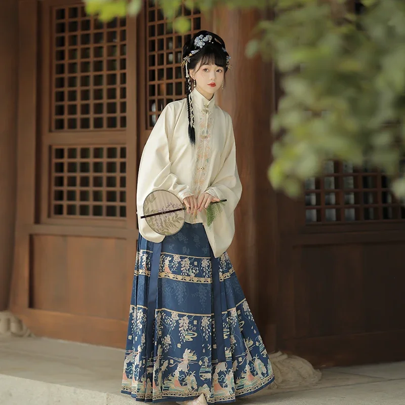 

Женская длинная юбка с воротником-стойкой и косым лацканом в традиционном китайском стиле