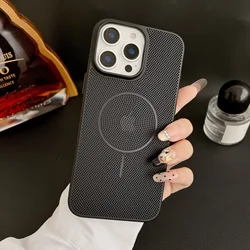 Ultra - Thin Honeycomb Cooling Magnetic Phone Case with Wireless Charging and Shockproof Protection for iPhone 15 Plus (Black)