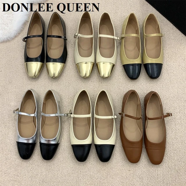 Luxury Brand Designer Flats Ballet Shoes Women Round Toe Flat Ballerina  Classic Buckle Strap Female Mary Jane Shoe Casual Loafer - AliExpress
