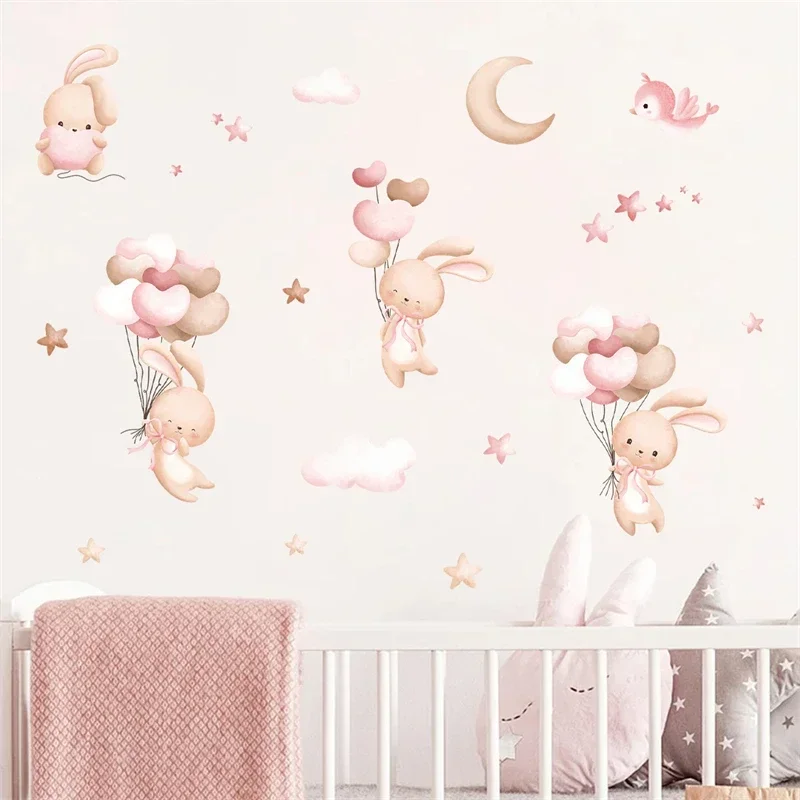 Wall Stickers Cartoon Cute Bear Balloon for Kids Room Living Room Baby Bedroom Decoration