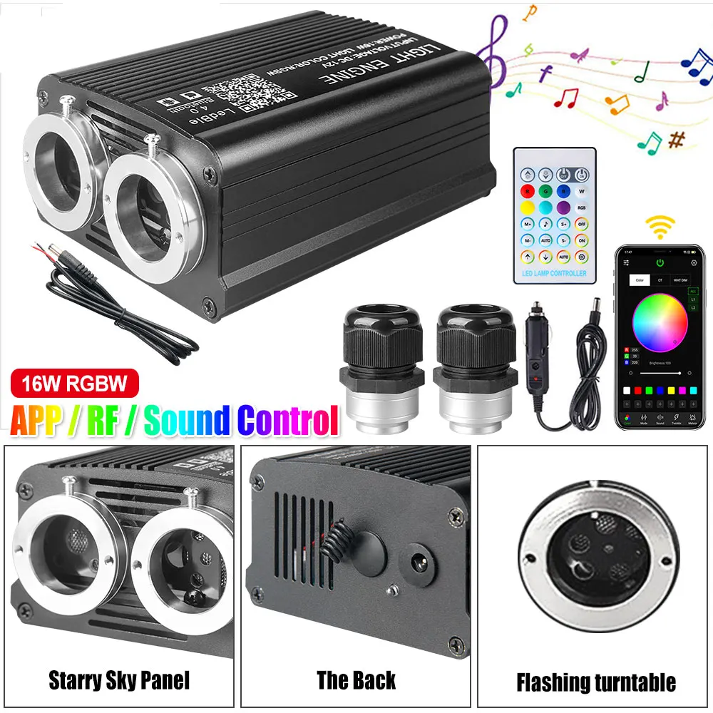Description Picture 4 of itemRGBW Fiber Optic Star Ceiling Light Kits Car Roof Star Lights for Kid Room Starry Sky Optical fiber Lighting APP Music Control