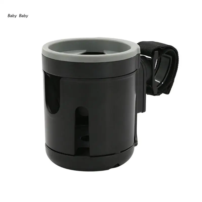 

Q81A Portable Stroller Cup Holder Bike Cup Holder 2-in-1 Universal Cup Holder Easy Installs 360° Rotation Wheelchair Cup Hold