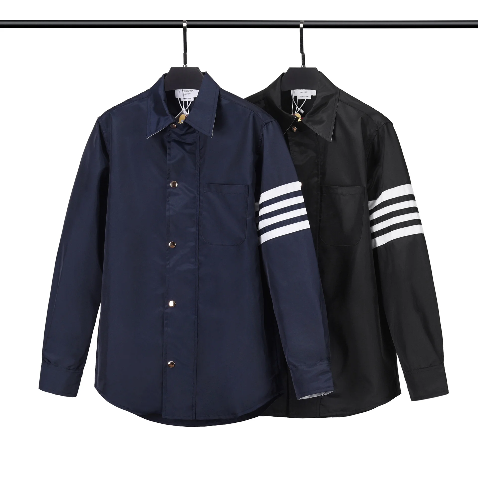 

Men Jacket Striped Turn Down Collar Windproof Coat Sport Outerwear Autumn Winter Clothing Casual Korean Design