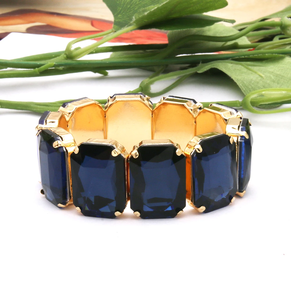 Christmas Bracelet For Women's Exaggerated Large Glass Geometric Square Beading Wedding Bride Jewelry 5