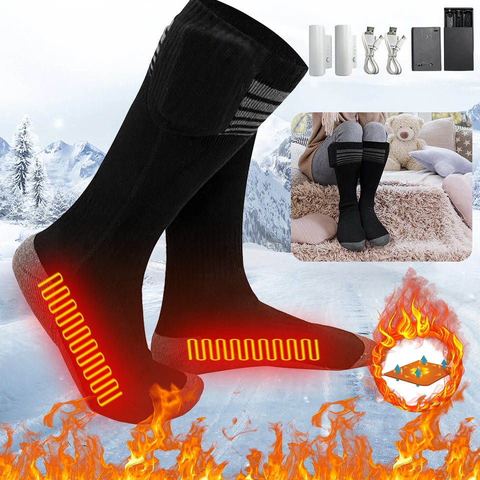 thumbnail image 2 of Winter Sports Leg Warmers Cozy USB Heated Leg Warmers - Rechargeable Fuzzy Socks For Men & Women In Cold Weather Cold Weather Leg Warmers 2 of 12