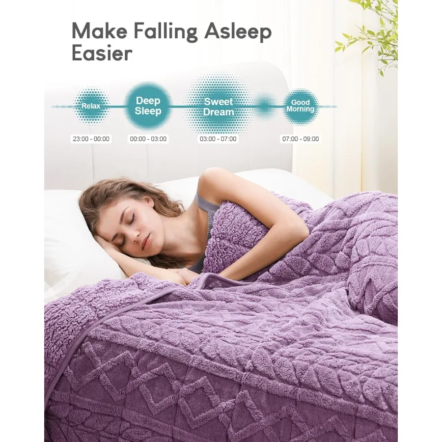 Jacquard Weighted Blanket 15 lbs for Adults Queen Twin Full Size Fuzzy Sherpa Fleece Weighted Throw Blankets 60x80 in for Relax