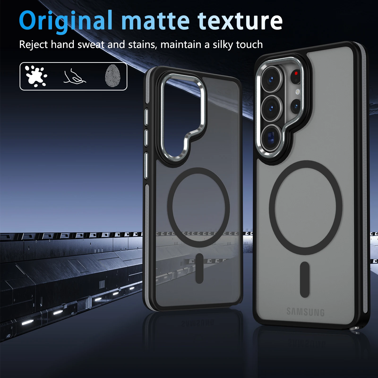 Bicolor Matte Clear MagSafe-Compatible Shockproof Phone Case with Magnetic Wireless Charging 杜