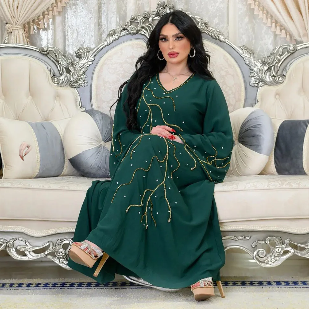 Elegant Eid kaftan for Muslim women, Ramadan party dress, Dubai abaya, Turkey Islam, long elegant evening dresses.