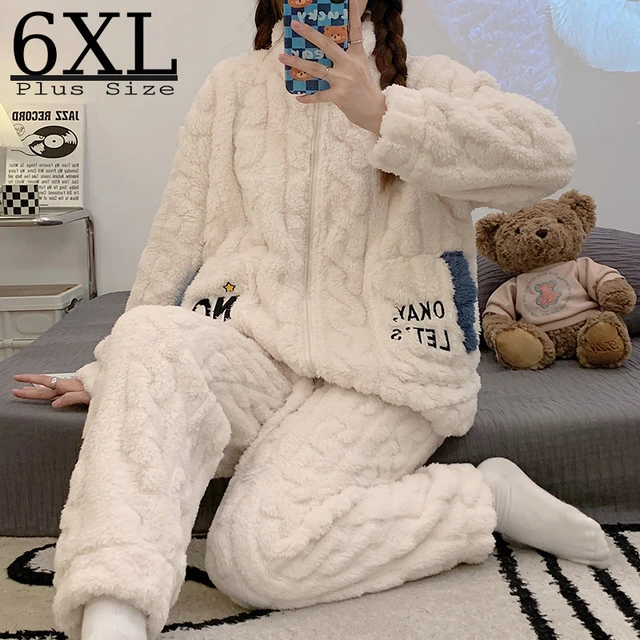 Fluffy Pajamas Warm House Suit Women Winter Flannel Pajamas New