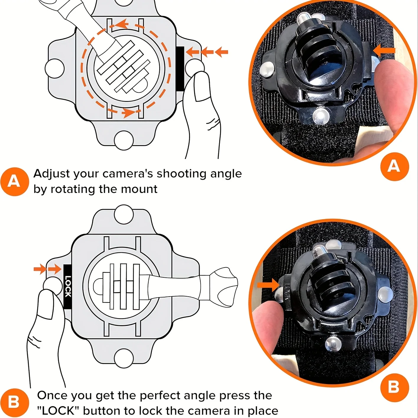 Verstelbare draaibare polsband voor GoPro actioncamera