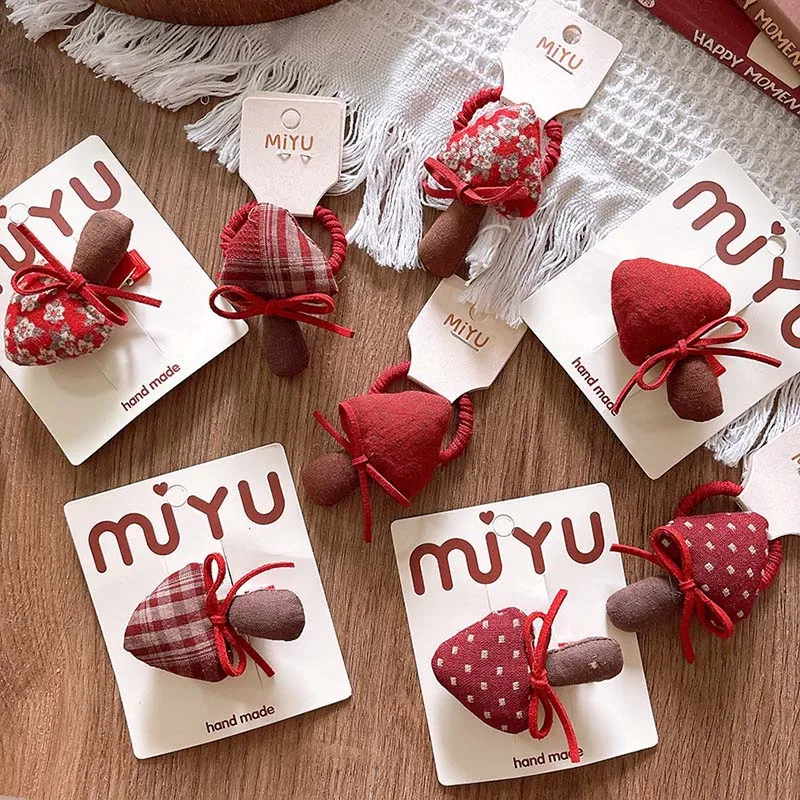 1 قطعة العصابات الشعر الاطفال الفتيات طفل لطيف الأحمر الفطر مرونة العصابات الشعر دبابيس الشعر موضة الأطفال عيد الميلاد رئيس الملحقات