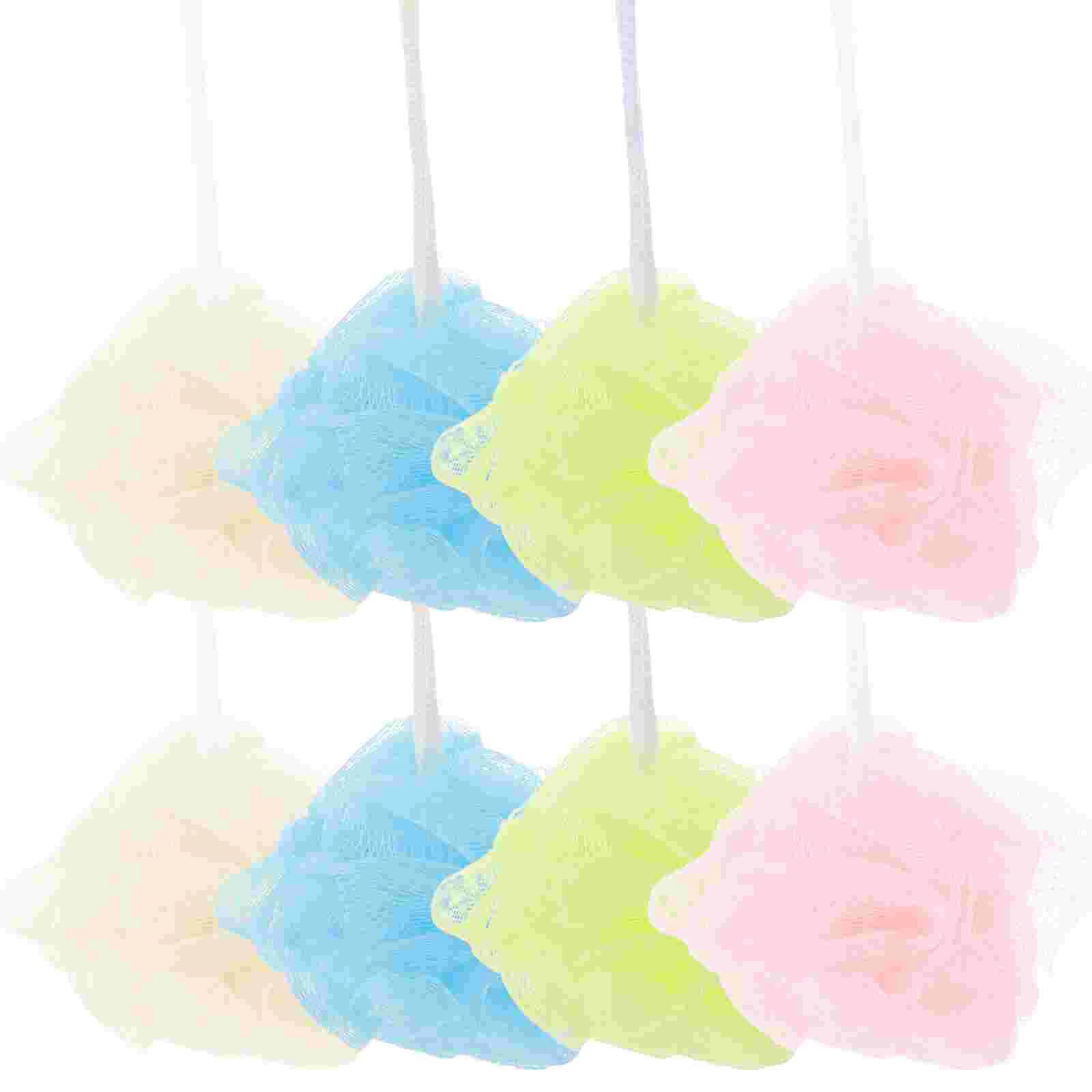 

8pcs Bath Shower with Hanging Rope Colorful Mesh Sponge Bathroom Supplies for Exfoliating Dead Skin