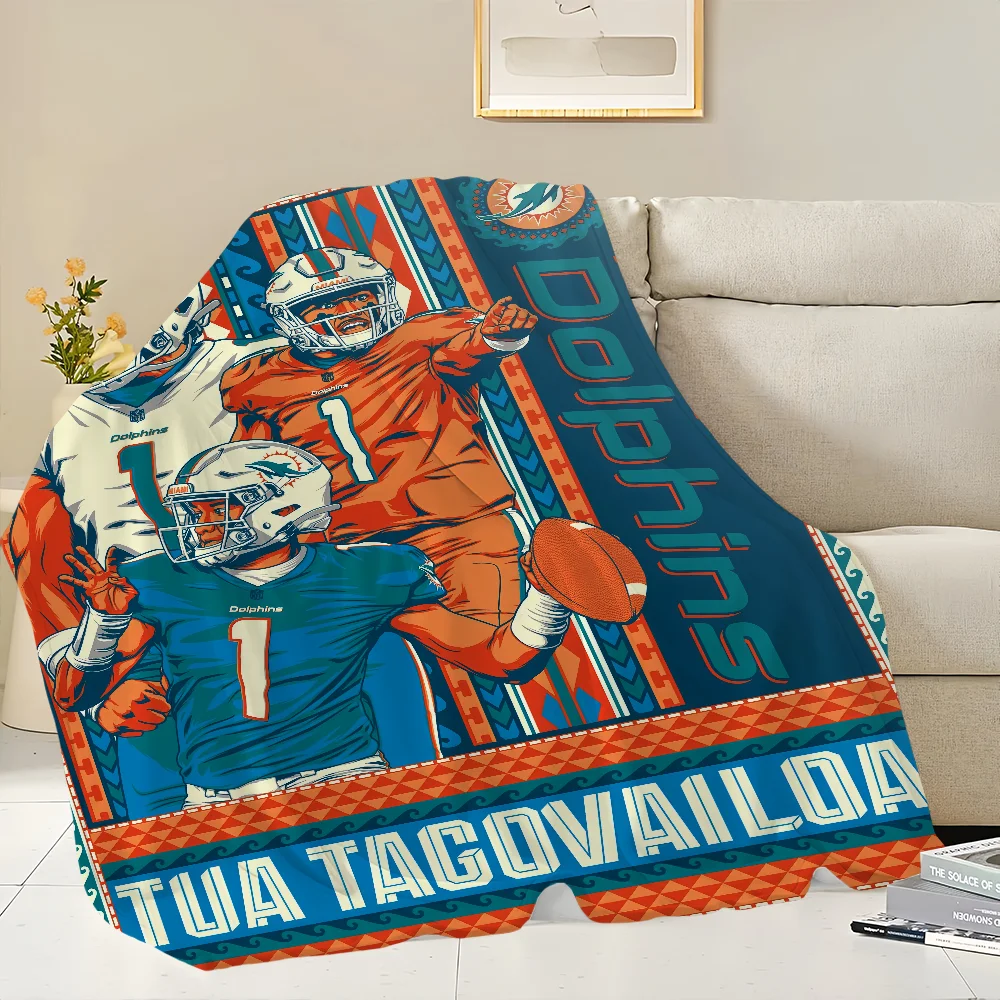 Fashion design M-Miami D-Dolphins comfort warm soft plush blanket for sofa living room office bedroom travel Flannel gift 4