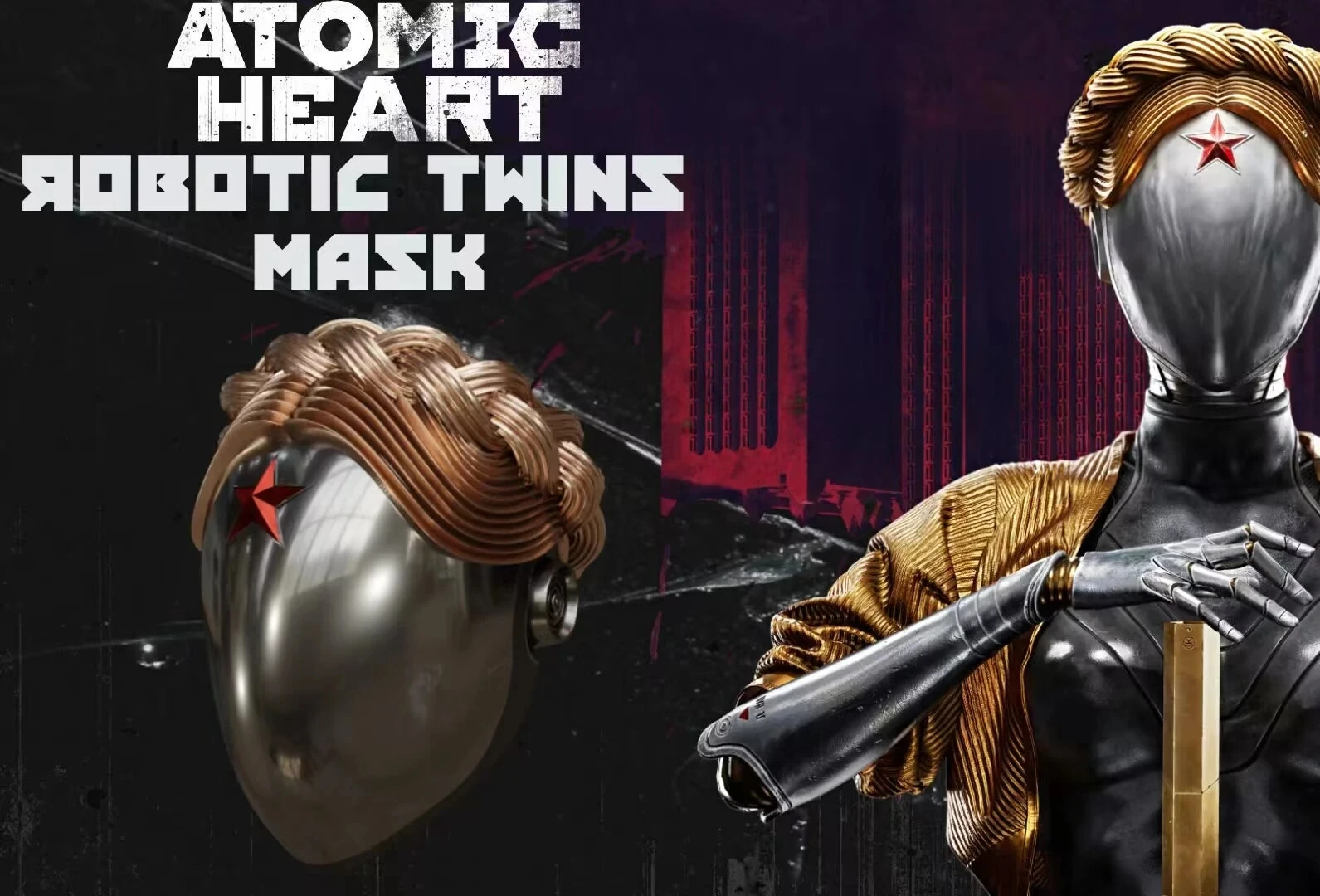 New Shooting Game Atomic Heart Twins Robot Sisters Dixie Cosplay Prop  Visible Masks PU Acrylic Helmet Halloween Headwear Wigs