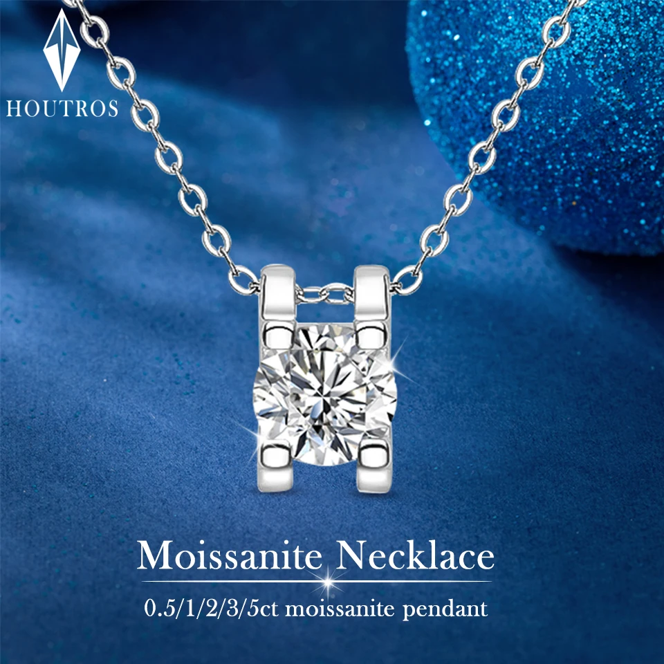 

D VVS1 Moissanite Pendant Necklace For Women 1-5ct Moissanite Diamond Necklace with GRA 925 Sterling Sliver Wedding Fine Jewelry