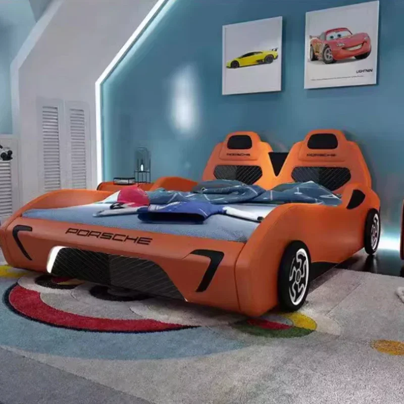 Design Boys Luxury Double Bed Mattress Set Lights Modern Loft Children Bed Baby Girls Camas De Dormitorio Furniture For Bedroom