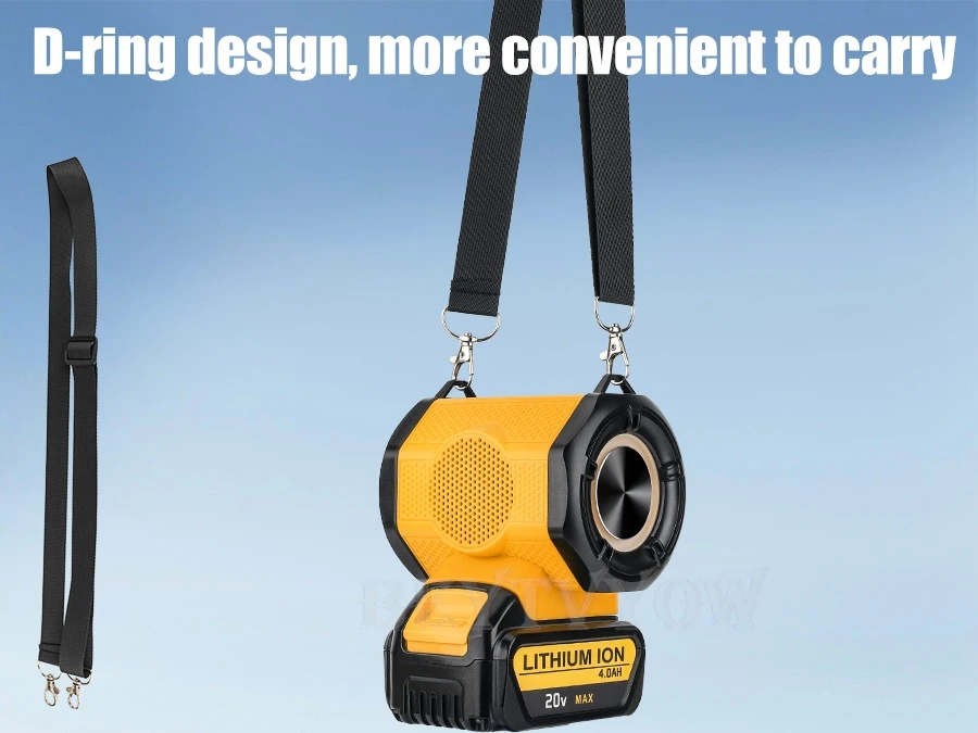 Bluetooth Speaker for Dewalt 20v 60v Battery With USB-A/C ports RGB Light 30W Co