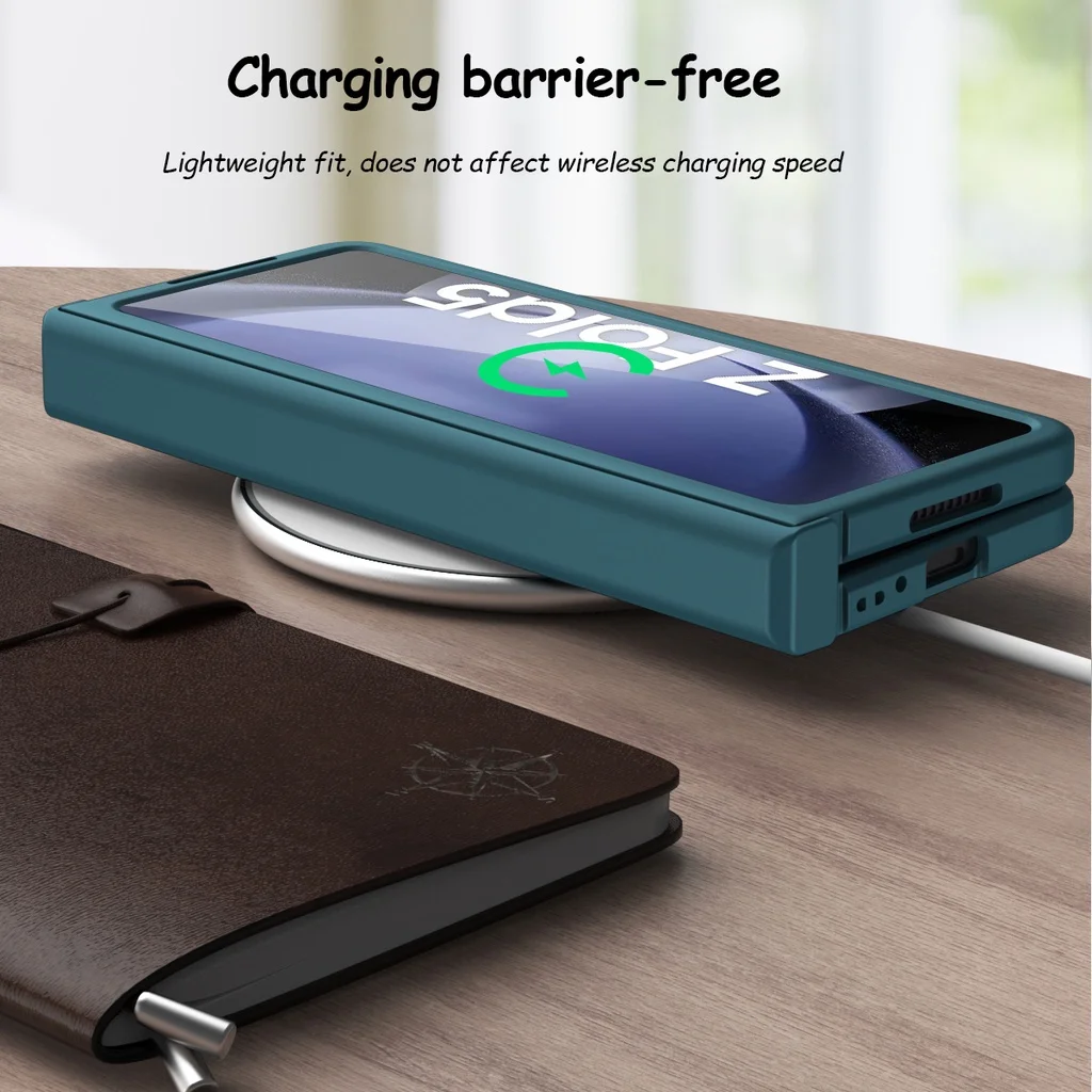 For Samsung Galaxy Z Fold5 Z Fold 4 3 2 5G Gradient Hinge Case Hard Plastic 360 Full Protection Cover with Tempered Glass