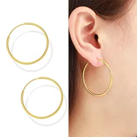 20mm-70mm Brass Gold Color Small to Big Large Circle Endless Loop Hoop Earrings For Women Girls Kids Simple Piercing Jewelry 2