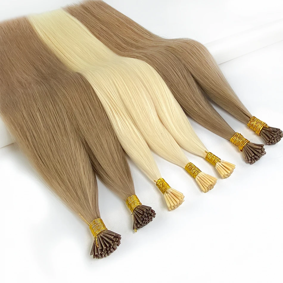 100% Real Straight I Tip Hair Extensions Capsules in Human Hair Fusion Natural Vietnamese Keratin Pre-bonded Blonde Hair Bundles 3