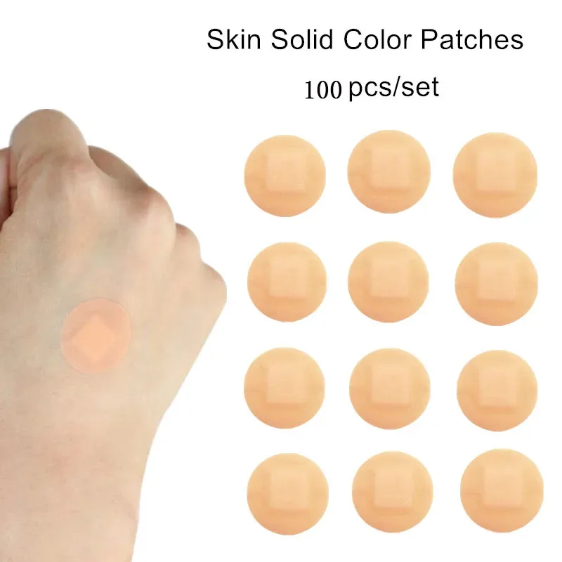 100 Pieces/Set Mini Round Bandage Breathable Auxiliary Skin Color Wound Waterproof Dressing Plaster Patch Adhesive Bandage Tape