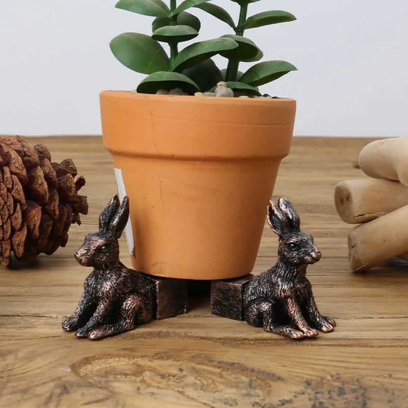 3Pcs Animal Flowerpot Support Frame Dog Cat Rabbit Shaped Plant Pot Foot Support Outdoor Gardening Resin Animal Decor Ornament