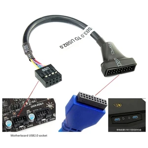 USB3.0 to 2.0 Motherboard Header Adapter Cord 9Pin USB 2.0 Male/Female to 20Pin USB3.0 Female/Male 10CM/3.94in Drop Shipping