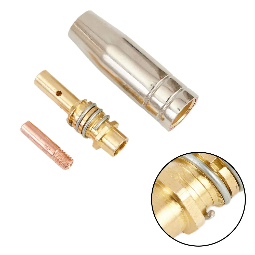 3Pcs Welder-Nozzle Part Kit 15AK Conductive Tip Nozzles Contact Tips For MIG Welding Torch Welding Tools 0.6/0.8/0.9/1.0/1.2mm