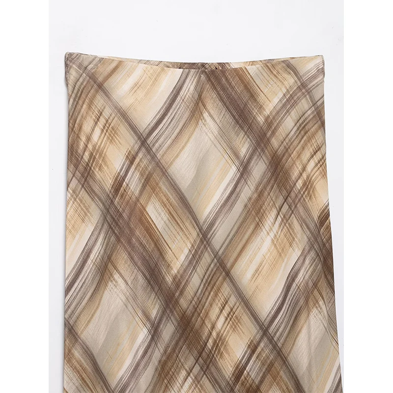 Women Vintage Printed Midi Skirt 2026 New Fashion Satin Elegant Party Long Skirt Lady High Street Casual Skirts Mujer ﻿