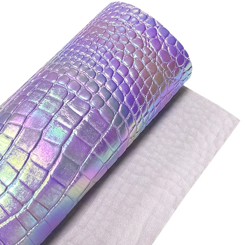 Description Picture 4 of itemRainbow Crocodile Embossed PU Vinyl Faux Leather Fabric For Making Shoe Bag earrings Hair Bow Synthetic leather 46x135cm Roll