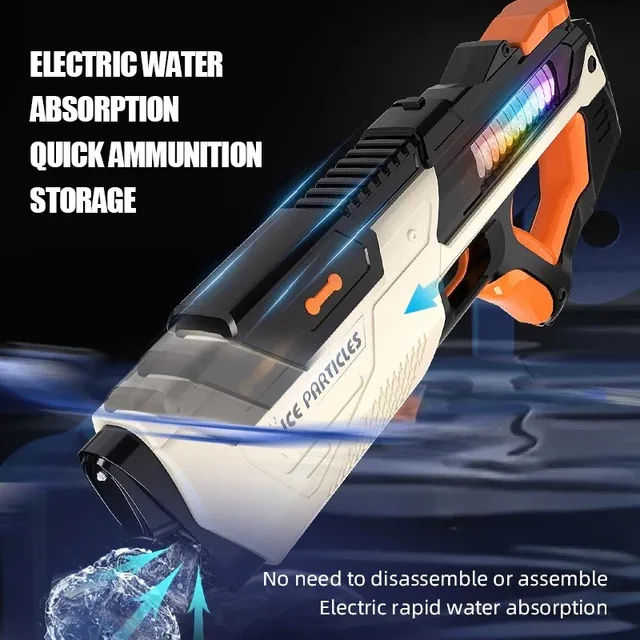 2025 New Electric Continuous Water Gun With Large Capacity Light Automatic Water Absorption Pulse High Pressure Toy Water Gun 2