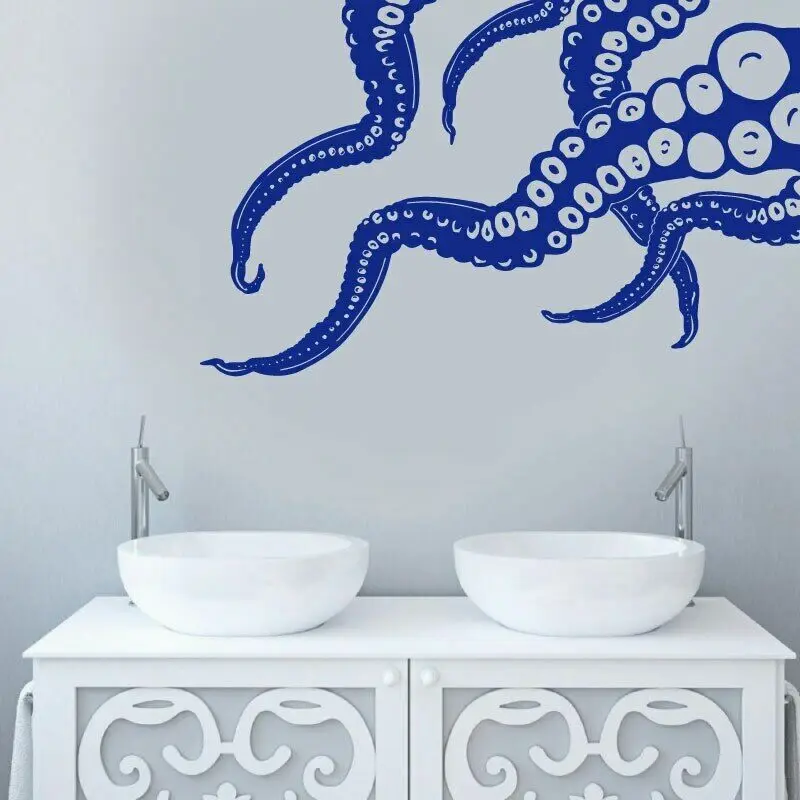 Octopus Tentacle Wall Sticker Kraken Nordic Mythology Crusu Sea Animal Bathroom Toilet Home Bedroom Decoration Vinyl Decal X7