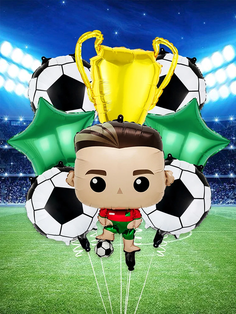 1/8 Stück Fußball-Geburtstagsparty-Ballonset, Meistertrophäe, Fußballspiel, Geburtstagsparty-Dekoration
